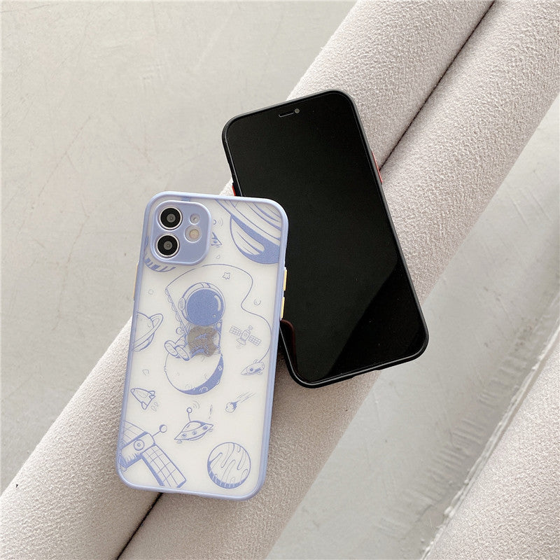 Luxury Space Astronaut Phone Case Matte Silicone Shockproof Phone Case